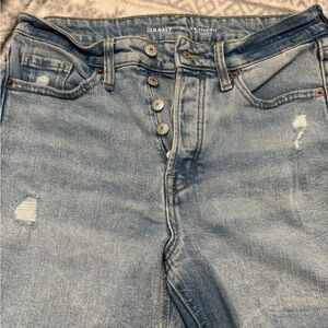 Old Navy Women's Distressed Light Blue Straight Leg Jeans